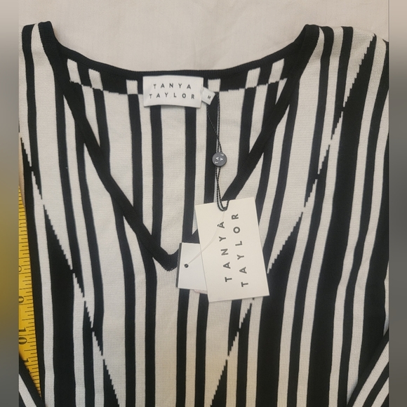 NWT TANYA TAYLOR S Black White Stripe Johnny Sweater Women - Picture 8 of 16